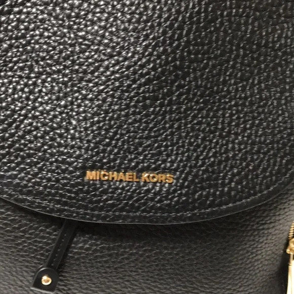Michael kors pebble leather backpack with gold tone hardware &outside zip pocket
